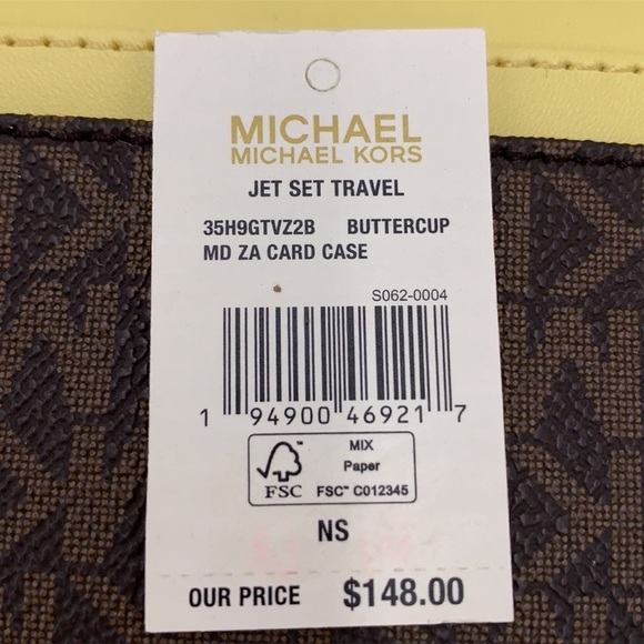 MICHAEL KORS JET SET TRAVEL MEDIUM ZIP AROUND CARD CASE BUTTERCUP - Picture 12 of 12